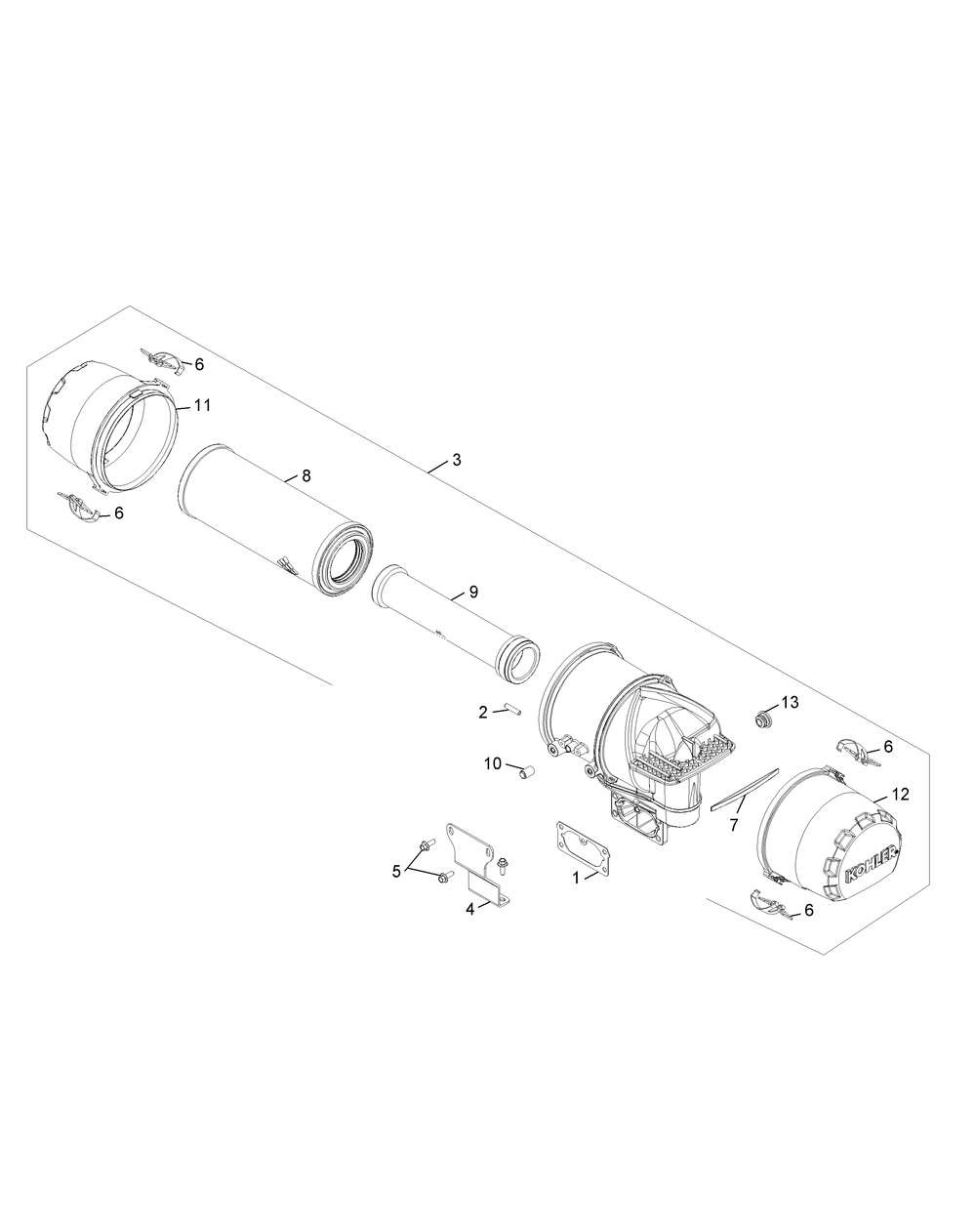 Kohler Cv732-3015 Air Intake And Filtration Diagram and Parts List for Z-FORCELZ60 (53AGD-53AGD050)(2015) Cub Cadet Lawn Tractor